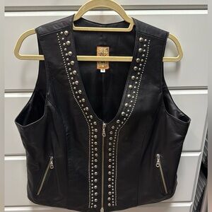 Tribe America leather and nailhead authentic moto vest